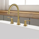 PARLOS 2-Handle Widespread High Arc Roman Bathtub Faucet Tub Filler with Valve & Faucet Supply Lines, Brushed Gold, Demeter 1436208