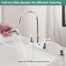 PARLOS 8 Inch Two Handles High Arch Kitchen Sink Faucet with Side Sprayer & Supply Lines, Chrome, Demeter 1413801