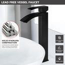 EZANDA Waterfall Vessel Sink Faucet Tall Bathroom Faucet Single Handle, Single Hole Bowl Basin Mixer Tap with Water Supply Lines, Matte Black, 1440704D