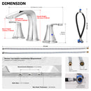 PARLOS 2-Handle Widespread Waterfall Roman Bathtub Faucet Tub Filler with Valve, Chrome, 1434201