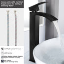EZANDA Waterfall Vessel Sink Faucet Tall Bathroom Faucet Single Handle, Single Hole Bowl Basin Mixer Tap with Water Supply Lines, Matte Black, 1440704D