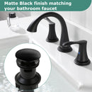 PARLOS Push and Seal Pop Up Drain Stopper with Overflow for Bathroom Sink Faucet Vessel Vanity, Matte Black, 20861