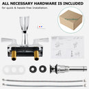 PARLOS 2 Handles Centerset Bathroom Sink Faucet Brass Waterfall Spout with All Metal Pop-up Drain and Faucet Supply Lines, Chrome, 1.2GPM, Doris 1406801P