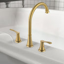 PARLOS 2-Handle Widespread High Arc Roman Bathtub Faucet Tub Filler with Valve & Faucet Supply Lines, Brushed Gold, Demeter 1436208