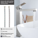 EZANDA Single Handle Vessel Sink Faucet Tall Bathroom Bowl Basin Mixer Tap One Hole With Water Supply Line, Brushed Nickel