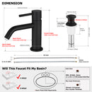 EZANDA Brass Single Handle Bathroom Faucet with Pop-up Sink Drain Assembly & Faucet Supply Lines, Matte Black (1431104)