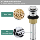 PARLOS Anti-Clogging Pop up Sink Drain Stopper with Overflow for Bathroom Sink Vessel, Brushed Nickel, 2104702