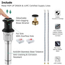 PARLOS Bathroom Sink Faucet with Pull Out Sprayer, Widespread Pull Down Bathroom Faucet with 360 Swivel Spout, 3 Hole Vanity Sink Mixer, Matte Black, 1.2 GPM, 1439004P