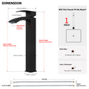 EZANDA Waterfall Vessel Sink Faucet Tall Bathroom Faucet Single Handle, Single Hole Bowl Basin Mixer Tap with Water Supply Lines, Matte Black, 1440704D