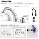 PARLOS Widespread Two Handles Bathroom Sink Faucet Brushed Nickel, 1.2GPM 1435002PD