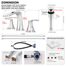 PARLOS Waterfall Widespread Bathroom Faucet Double Handles with Pop Up Drain & cUPC Faucet Supply Lines, Chrome, Doris,1.2 GPM