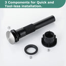 PARLOS Push and Seal Pop Up Drain Stopper with Overflow for Bathroom Sink Faucet Vessel Vanity, Brushed Nickel, 20714