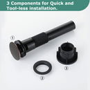 PARLOS Push & Seal Pop Up Drain Assembly Stopper for Bathroom Sink with Overflow Oil Rubbed Bronze, 20716
