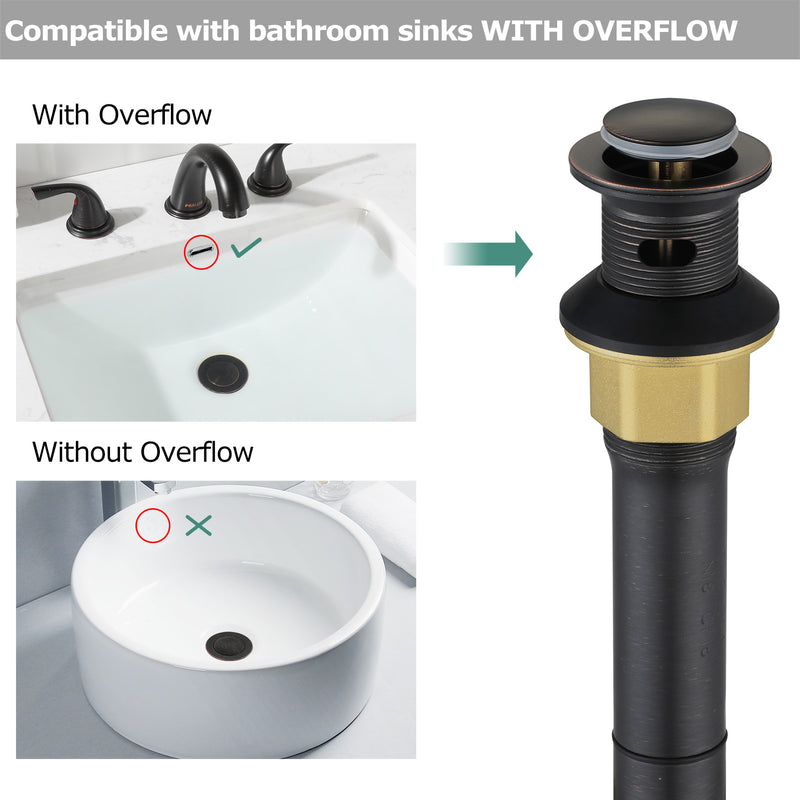 PARLOS Pop up Sink Drain Stopper with Overflow for Bathroom Sink Vessel, Oil Rubbed Bronze, 2104703