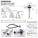 PARLOS Widespread Double Handles Bathroom Faucet with Pop Up Drain and cUPC Faucet Supply Lines, Chrome, 1.2GPM, Doris 1417201P