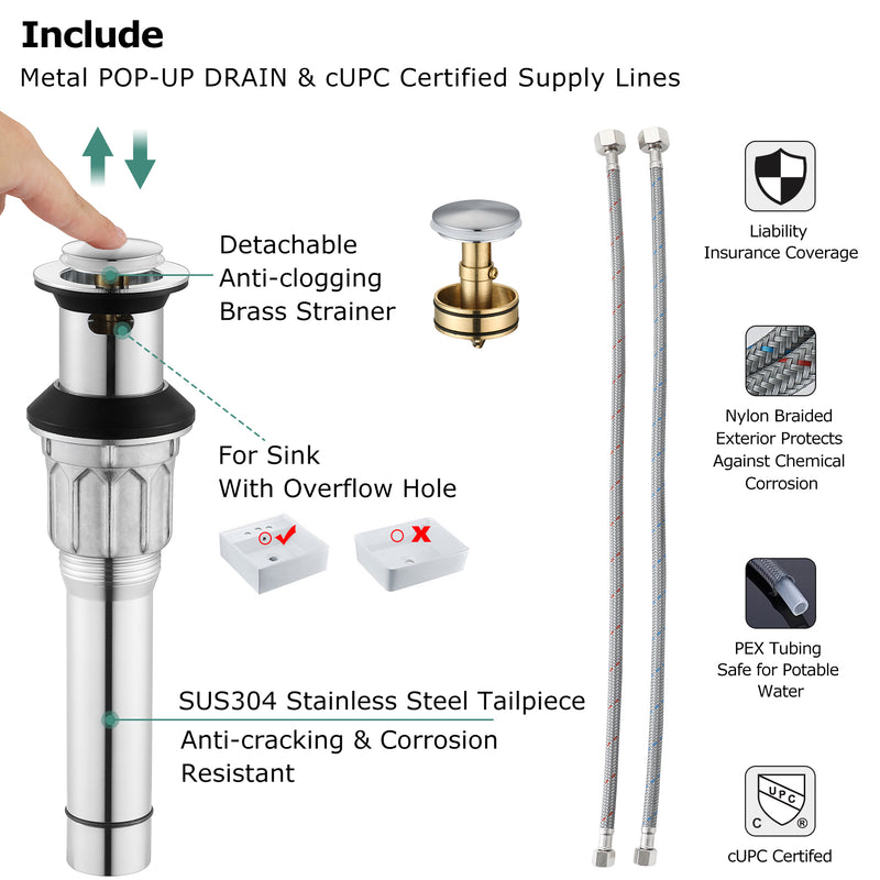PARLOS Bathroom Sink Faucet with Pull Out Sprayer, 2 Handle Bathroom Pull Down Faucet with 360 Swivel Spout, Centerset 4 Inch Vanity Sink Faucet, Chrome, 1.2 GPM, 1438901P