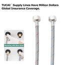 PARLOS 32 Inch Extended Faucet Water Supply Lines cUPC CERTIFIED with 9/16-24 UNEF threads Brass Connector, 2104601