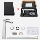 EZANDA Waterfall Vessel Sink Faucet Tall Bathroom Faucet Single Handle, Single Hole Bowl Basin Mixer Tap with Water Supply Lines, Brushed Nickel, 1440702D