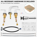 PARLOS Waterfall Widespread Bathroom Faucet Double Handles with Pop Up Drain & cUPC Faucet Supply Lines, Chrome, Doris,1.2 GPM