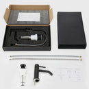 EZANDA Brass Single Handle Bathroom Faucet with Pop-up Sink Drain Assembly & Faucet Supply Lines, Matte Black (1431104)