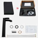 EZANDA Waterfall Vessel Sink Faucet Tall Bathroom Faucet Single Handle, Single Hole Bowl Basin Mixer Tap with Water Supply Lines, Matte Black, 1440704D