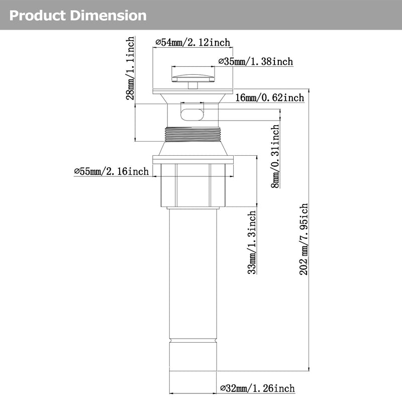 PARLOS Pop up Sink Drain Stopper with Overflow for Bathroom Sink Vessel, Oil Rubbed Bronze, 2104703