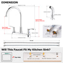 PARLOS 8 Inch Two Handles High Arch Kitchen Sink Faucet with Side Sprayer & Supply Lines, Chrome, Demeter 1413801