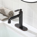 Newater Brass Single Handle Bathroom Sink Faucet with Pop Up Drain, Deck Plate and Cupc Faucet Supply Lines, Oil Rubbed Bronze, 7001021