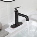 Newater Brass Single Handle Bathroom Sink Faucet with Pop Up Drain, Deck Plate and Cupc Faucet Supply Lines, Oil Rubbed Bronze, 7001021