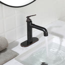 Newater Brass Single Handle Bathroom Sink Faucet with Pop Up Drain, Deck Plate and Cupc Faucet Supply Lines, Oil Rubbed Bronze, 7001021