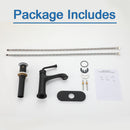 NEWATER Brass Single-Handle Bathroom Sink Faucet  for Vanity, Vessel,  Rv ,Commercial Lavatory with Deck Plate ,Metal Pop Up Drain & Supply Lines，Matte Black