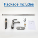 Newater Single Handle Bathroom Sink Faucet with Pop Up Drain, Deck Plate and Cupc Water Supply Lines, Black Stainless, 7002051