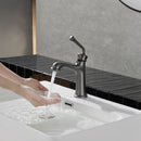 Newater Single Handle Bathroom Sink Faucet with Pop Up Drain, Deck Plate and Cupc Water Supply Lines, Black Stainless, 7002051