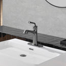 Newater Single Handle Bathroom Sink Faucet with Pop Up Drain, Deck Plate and Cupc Water Supply Lines, Black Stainless, 7002051