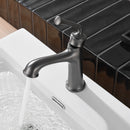 Newater Single Handle Bathroom Sink Faucet with Pop Up Drain, Deck Plate and Cupc Water Supply Lines, Black Stainless, 7002051