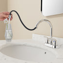 PARLOS Bathroom Sink Faucet with Pull Out Sprayer, 2 Handle Bathroom Pull Down Faucet with 360 Swivel Spout, Centerset 4 Inch Vanity Sink Faucet, Chrome, 1.2 GPM, 1438901P