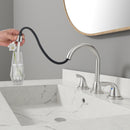 PARLOS Bathroom Sink Faucet with Pull Out Sprayer, Widespread Pull Down Bathroom Faucet with 360 Swivel Spout, 3 Hole Vanity Sink Mixer, Brushed Nickel, 1.2 GPM, 1439002P