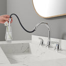 PARLOS Bathroom Sink Faucet with Pull Out Sprayer, Widespread Pull Down Bathroom Faucet with 360 Swivel Spout, 3 Hole Vanity Sink Mixer, Chrome, 1.2 GPM, 1439001P