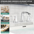 PARLOS Waterfall Widespread Bathroom Faucet Double Handles with Pop Up Drain & cUPC Faucet Supply Lines, Chrome, Doris,1.2 GPM