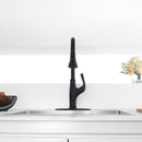 NEWATER Single Handle Pull Down Kitchen Faucet with Deck Plate & Supply Lines, Matte Black, 9001011