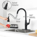 NEWATER Single Handle Pull Down Kitchen Faucet with Deck Plate & Supply Lines, Matte Black, 9001011