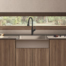 NEWATER Single Handle Pull Down Kitchen Faucet with Deck Plate & Supply Lines, Matte Black, 9001011