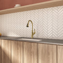 NEWATER Single Handle Pull Down Kitchen Faucet with Deck Plate & Supply Lines, Brushed Gold, 9001041