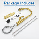 NEWATER Single Handle Pull Down Kitchen Faucet with Deck Plate & Supply Lines, Brushed Gold, 9001041