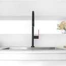 NEWATER Single Handle Pull Down Kitchen Faucet with Deck Plate & Supply Lines, Matte Black, 9002011