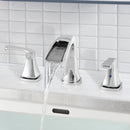 PARLOS Waterfall Widespread Bathroom Faucet Double Handles with Pop Up Drain & cUPC Faucet Supply Lines, Chrome, Doris,1.2 GPM