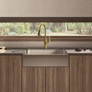 NEWATER Single Handle Pull Down Kitchen Faucet with Deck Plate & Supply Lines, Brushed Gold, 9001041