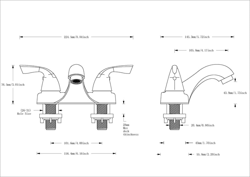 PARLOS Bathroom Faucet 4 inch Centerset 2-Handle Low-Arc Spout Oil Rubbed Bronze (13590)