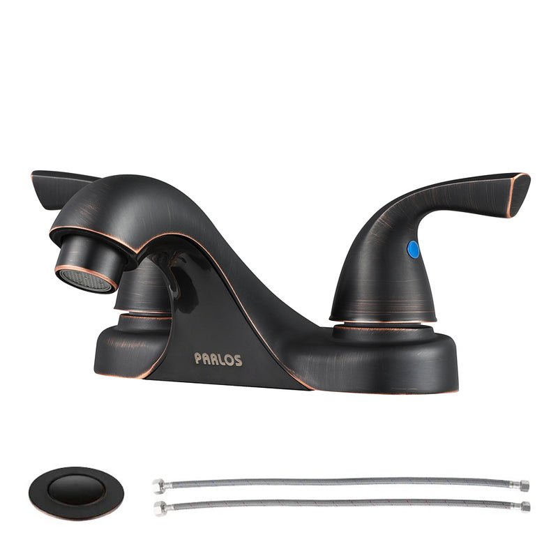 PARLOS Bathroom Faucet 4 inch Centerset 2-Handle Low-Arc Spout Oil Rubbed Bronze (13590)