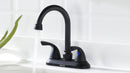 PARLOS 2-Handle Bathroom Bathroom Faucet with Metal Drain Assembly & Supply Lines NSF cUPC Certified, Matte Black (1359104)